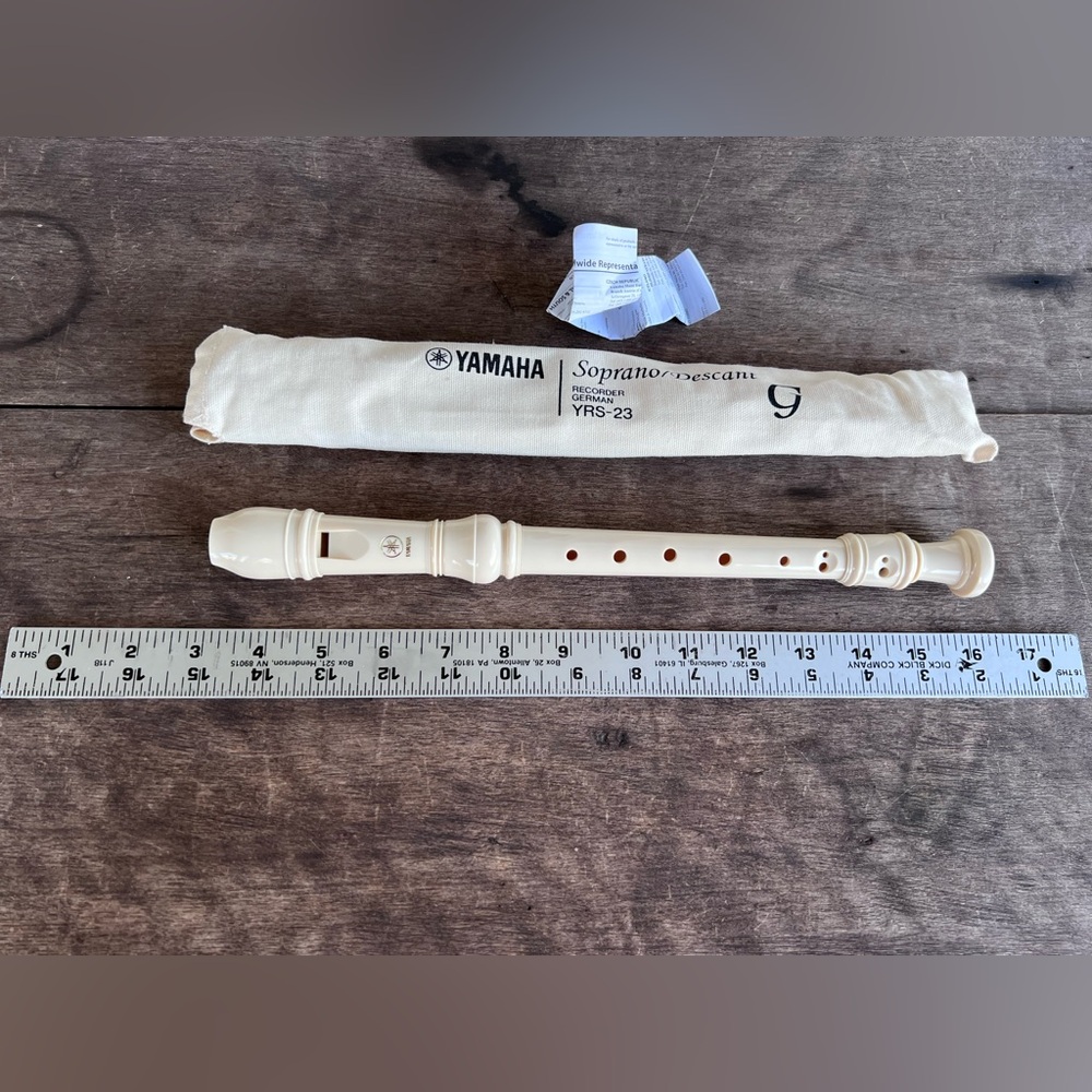 Yamaha Soprano Recorder Flute Baroque Fingering YRS-24B Ivory Instrument W/Bag